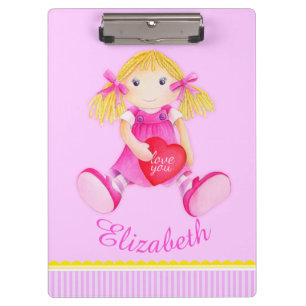 Kinder schattige pop waterverf kunst roze genoemd klembord