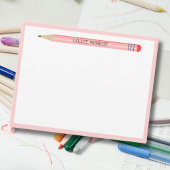 Kinder Schattige Roze Eenvoudige Potlood Platte No Notitiekaartje