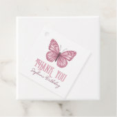 Kinder schattige roze vlinder verjaardag dank u me bedankjes labels (In situ)