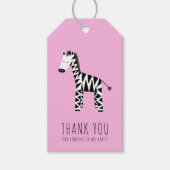 Kinder schattige roze zebra dank u cadeaulabel (Voorkant)