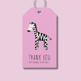 Kinder schattige roze zebra dank u cadeaulabel