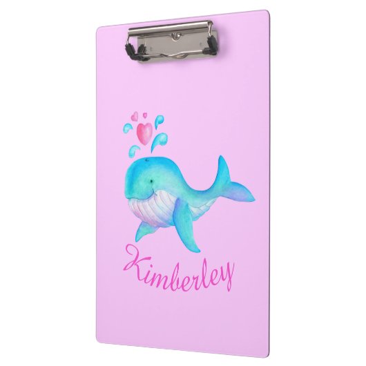 Kinder schattige walvis kunst roze benoemd klembor klembord (Links)