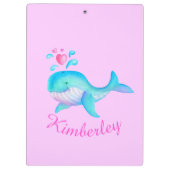 Kinder schattige walvis kunst roze benoemd klembor klembord (Achterkant)