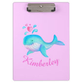 Kinder schattige walvis kunst roze benoemd klembor klembord (Voorkant)