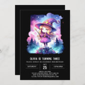 Kinder Schattige Wizard Verjaardag Kaart (Voorkant / Achterkant)