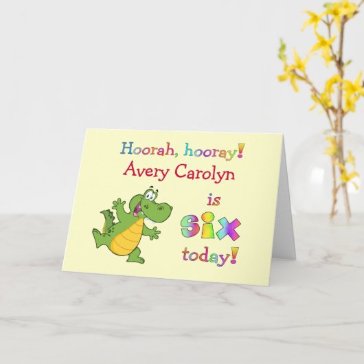 Kinder Schattigee 6e Verjaardag Personaliseren voo Kaart (Gele Bloem)