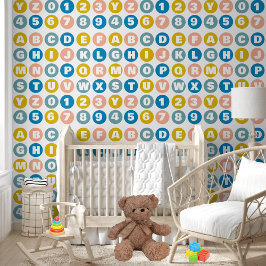 Kinder Schattigee alfabet- en nummerleerpatroon Behang