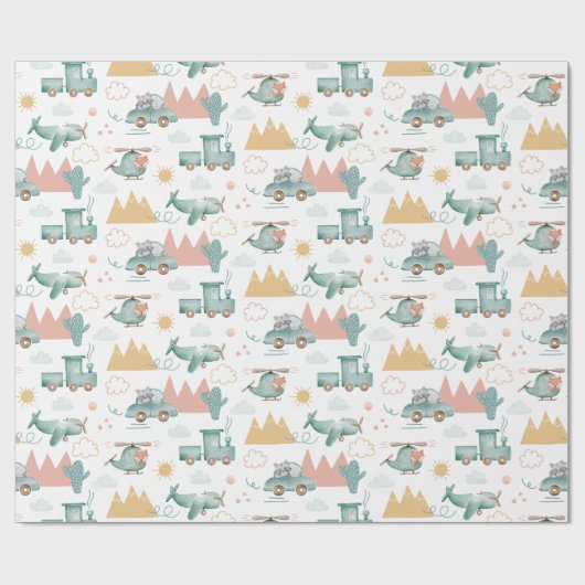 Kinder Schattigee auto | Verjaardagstransport voor Cadeaupapier (Vlak)