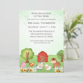 Kinder Schattigee Barnyard Animals Verjaardagsuitn Kaart (Staand voorkant)