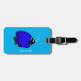 Kinder Schattigee blauwe vis Bagagelabel