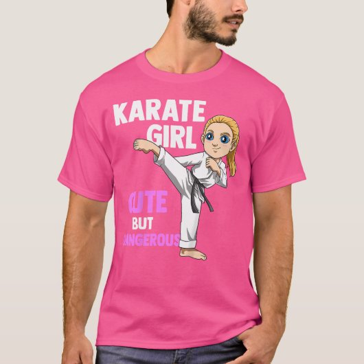 Kinder Schattigee Blonde Karate Meisje T-shirt (Voorkant)