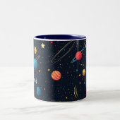 Kinder Schattigee buitenste ruimte Galaxy Planets  Tweekleurige Koffiemok (Center)