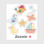 Kinder Schattigee dag op het strand Speelgoed Boat Sticker (Vel)