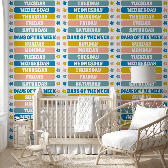 Kinder Schattigee dagen van de week leerpatroon Behang (Kinderen)