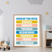 Kinder Schattigee dagen van de week leren kinderda Poster