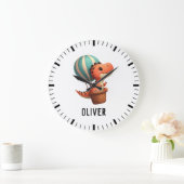 Kinder Schattigee Dino vliegen in een heteluchtbal Grote Klok (Huis)