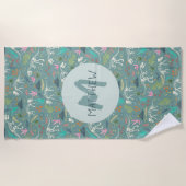 Kinder Schattigee Dinosaurus Fossiel Patroon & Mon Strandlaken (Voorkant)