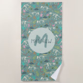 Kinder Schattigee Dinosaurus Fossiel Patroon & Mon Strandlaken (Voorkant)