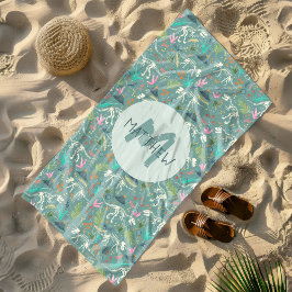 Kinder Schattigee Dinosaurus Fossiel Patroon & Mon Strandlaken