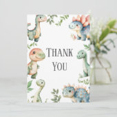 Kinder Schattigee dinosaurus thema verjaardag beda Kaart (Staand voorkant)