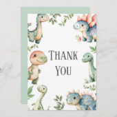 Kinder Schattigee dinosaurus thema verjaardag beda Kaart (Voorkant / Achterkant)