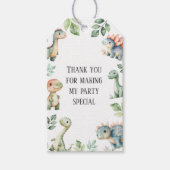 Kinder Schattigee dinosaurus thema verjaardagsfees Cadeaulabel (Voorkant)