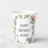 Kinder Schattigee dinosaurus thema verjaardagsfees Papieren Bekers (Achterkant)