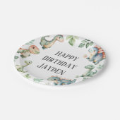 Kinder Schattigee dinosaurus thema verjaardagsfees Papieren Bordje (Gekanteld)