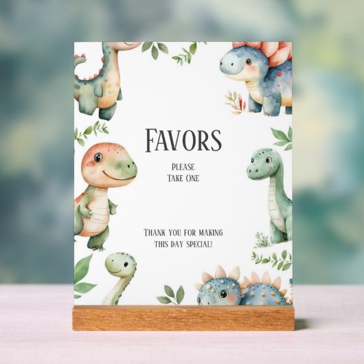 Kinder Schattigee Dinosaurus Thema Verjaardagsguns Acryl Bord (Neutraal)