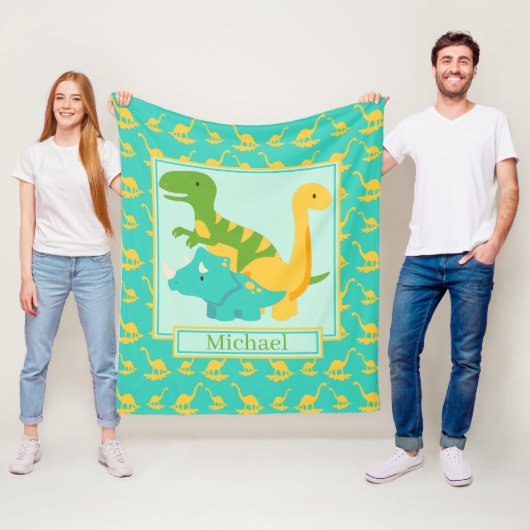 Kinder Schattigee dinosaurussen blauw Fleece Deken (In situ)