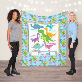 Kinder Schattigee dinosaurussen en namen blauw Fleece Deken