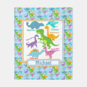Kinder Schattigee dinosaurussen en namen blauw Fleece Deken (Voorkant)