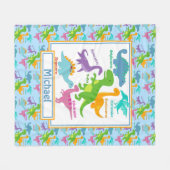 Kinder Schattigee dinosaurussen en namen blauw Fleece Deken (Voorkant (Horizontaal))