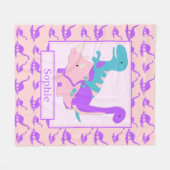 Kinder Schattigee dinosaurussen roze fleece deken (Voorkant (Horizontaal))