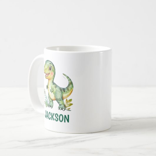 Kinder Schattigee gepersonaliseerde dinosaurus Mok (Voorkant links)