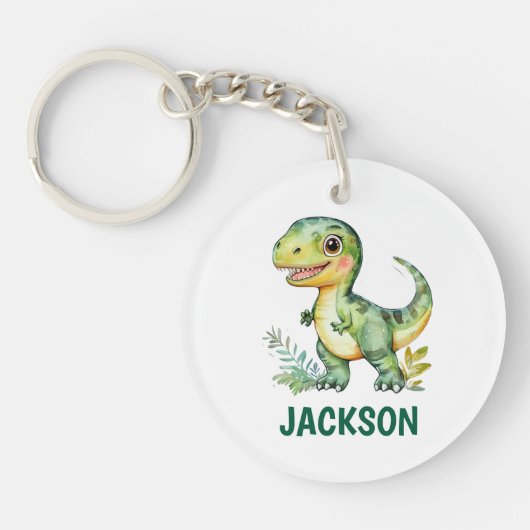 Kinder Schattigee gepersonaliseerde dinosaurus Sleutelhanger (Voorkant)