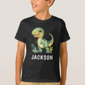 Kinder Schattigee gepersonaliseerde dinosaurus T-shirt (Voorkant)