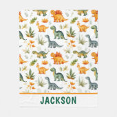 Kinder Schattigee gepersonaliseerde dinosauruspatr Fleece Deken (Voorkant)