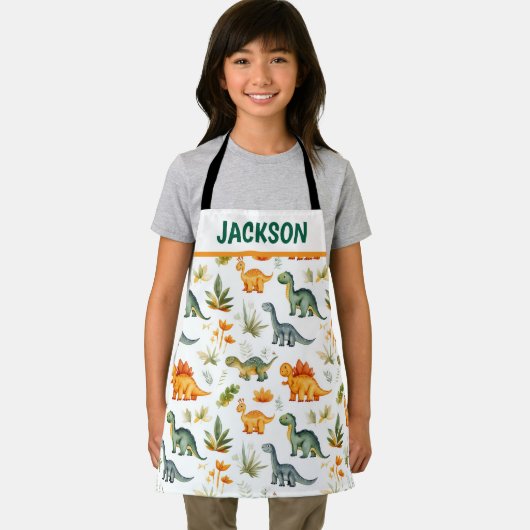 Kinder Schattigee gepersonaliseerde dinosauruspatr Schort (Insitu)