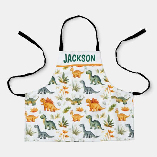 Kinder Schattigee gepersonaliseerde dinosauruspatr Schort (Voorkant)