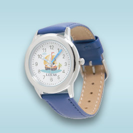Kinder Schattigee gepersonaliseerde piratenschip Horloge