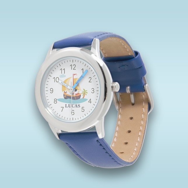 Kinder Schattigee gepersonaliseerde piratenschip Horloge (Creator heeft geüpload)