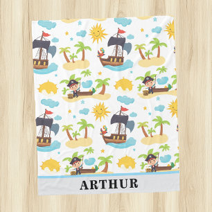 Kinder Schattigee gepersonaliseerde piratenschip p Fleece Deken