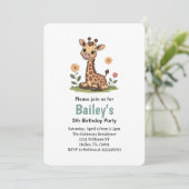 Kinder Schattigee Giraffe Oerwoud Verjaardagsfeest Kaart (Staand voorkant)