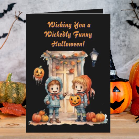 Kinder Schattigee Grappige moderne foto Halloween  Kaart