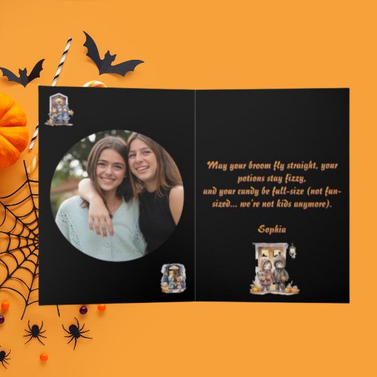 Kinder Schattigee Grappige moderne foto Halloween  Kaart