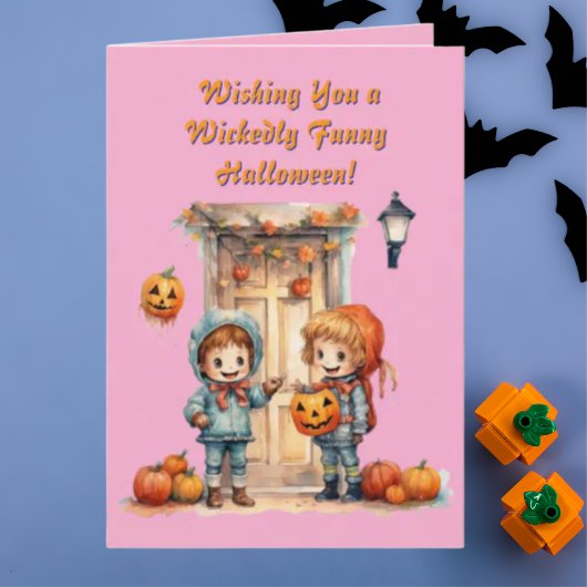 Kinder Schattigee Grappige moderne foto Halloween Kaart
