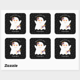 Kinder Schattigee Halloween Ghost Square Sticker