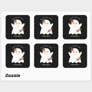 Kinder Schattigee Halloween Ghost Square Sticker