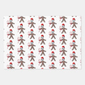 Kinder Schattigee Kerst Gingerbread Man Pattern Inpakpapier Vel (Voorkant 3)